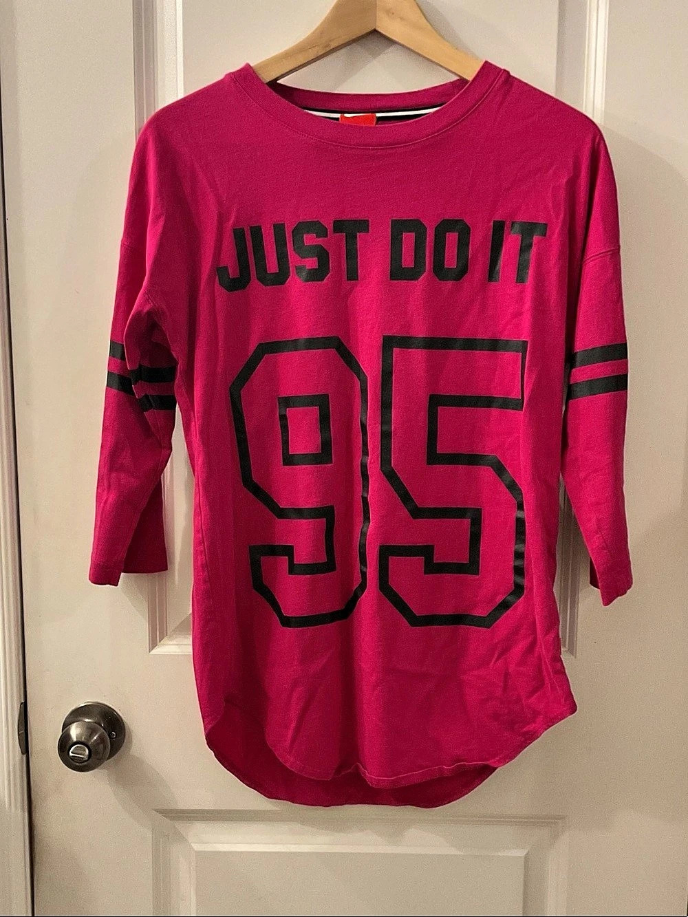 Nike Just Do It 95 Long Sleeve Tunic Top Tee Pink womens Small